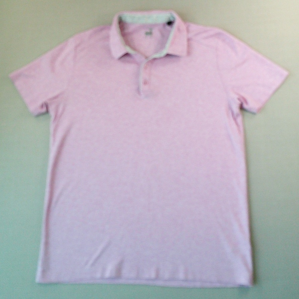 Raffi Polo Shirt Mens Large Heathered Pink Short Sleeve Slub Cotton Jersey